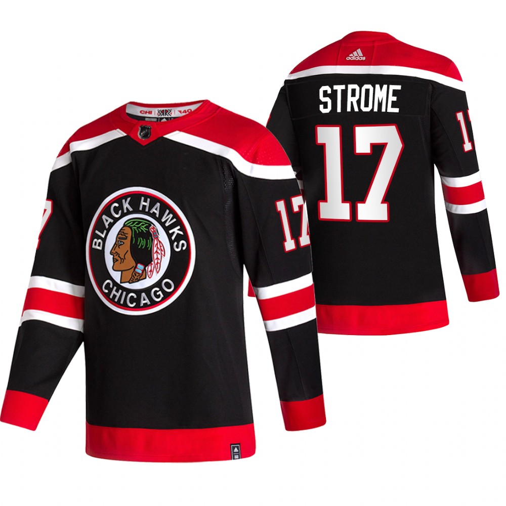 2021 Adidias Chicago Blackhawks #17 Dylan Strome Black Men Reverse Retro Alternate NHL Jersey